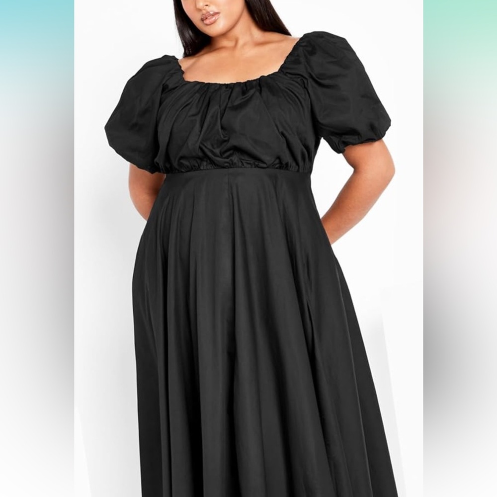 Sz 12 Rosabella City Chic black Boho dress midi length. Fit and flare. NWT CUTE🐸